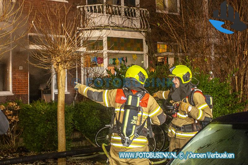 Middelbrand aan de Van Baerlestraat in Dordrecht