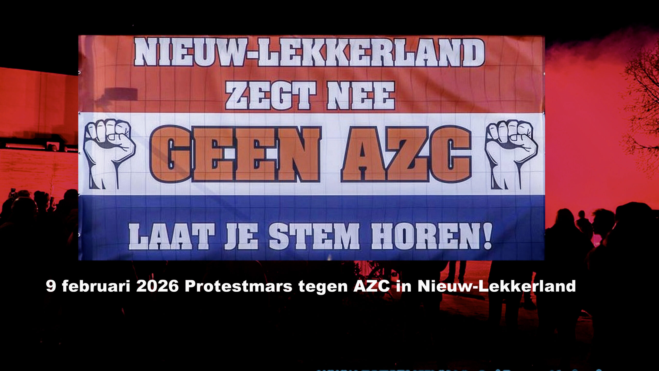 Protestmars tegen AZC in Nieuw-Lekkerland op 9 februari 2026